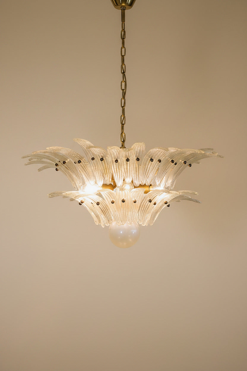 Lampadario in vetro di Murano Opal Palmette
