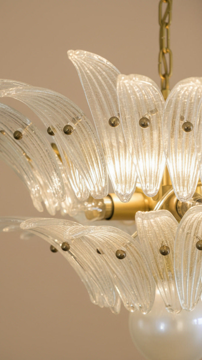 Lampadario in vetro di Murano Opal Palmette