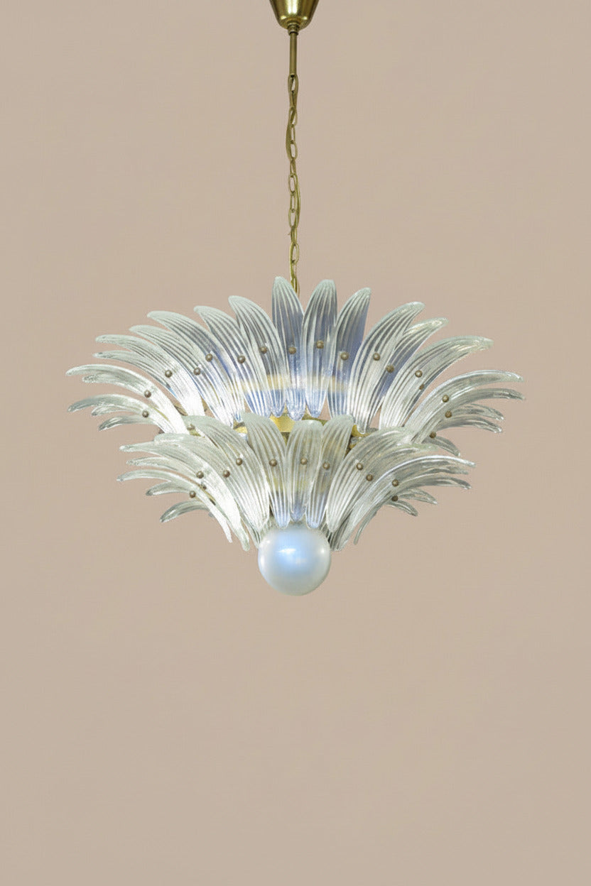 Lampadario in vetro di Murano Opal Palmette