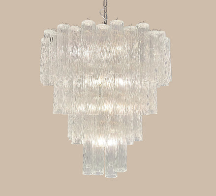 Murano Glass Chandelier Corteccia Four-Tier | 80 Tubes, Polished Nickel