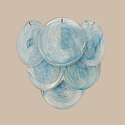 Applique in vetro a parete, in alabastro blu, stile Vistosi | coppia