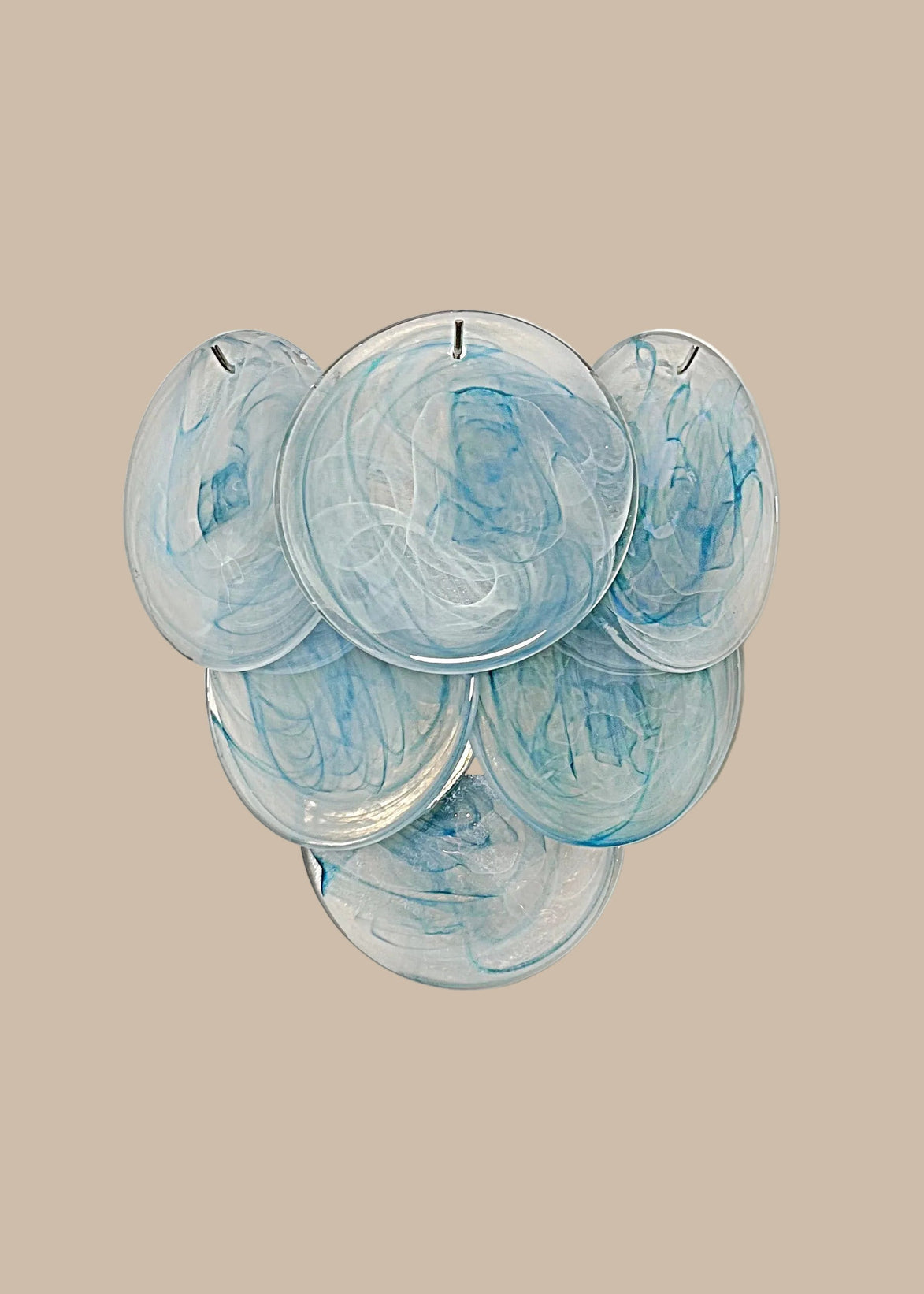 Applique in vetro a parete, in alabastro blu, stile Vistosi | coppia