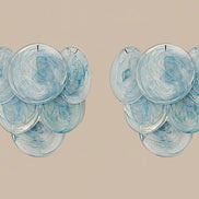 Applique in vetro a parete, in alabastro blu, stile Vistosi | coppia