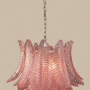 Lampadario in vetro di Murano rosa con 36 vetri soffiati a mano