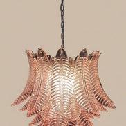 Lampadario in vetro di Murano rosa con 36 vetri soffiati a mano