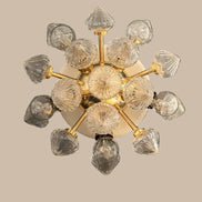 Applique e plafoniera Sputnik in ottone | Coppia di vetri trasparenti