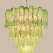 Green alabaster Murano glass chandelier on 4 tiers - Tube glass