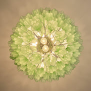 Green alabaster Murano glass chandelier on 4 tiers - Tube glass
