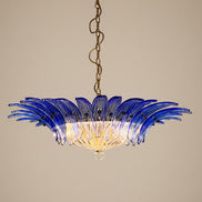 Blue Palmette Murano glass chandelier with 36 hand-blown palms