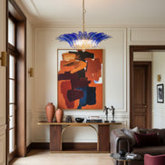 Blue Palmette Murano glass chandelier with 36 hand-blown palms