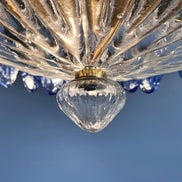 Blue Palmette Murano glass chandelier with 36 hand-blown palms