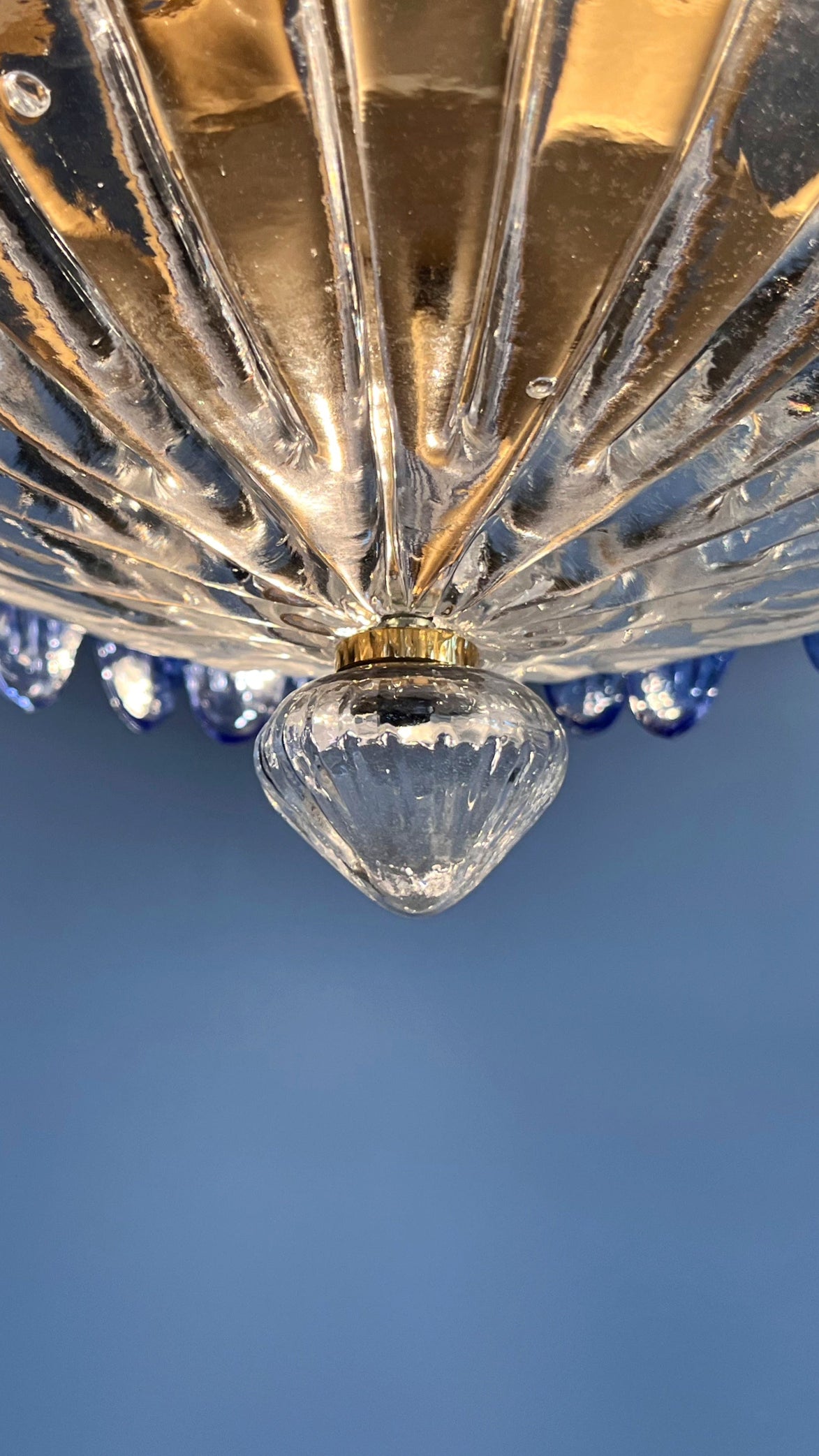 Blue Palmette Murano glass chandelier with 36 hand-blown palms