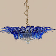 Blue Palmette Murano glass chandelier with 36 hand-blown palms