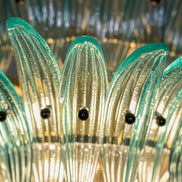 Turquoise Murano glass chandelier with 82 hand-blown glasses | palmette
