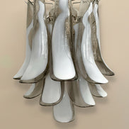 Smoked & Lattimo Murano Glass Wall Sconces | pair, in the manner of Mazzega, nickel frame