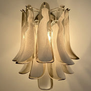 Smoked & Lattimo Murano Glass Wall Sconces | pair, in the manner of Mazzega, nickel frame