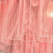 Lampadario in vetro di Murano rosa alabastro | design scultoreo multilivello, struttura in nichel