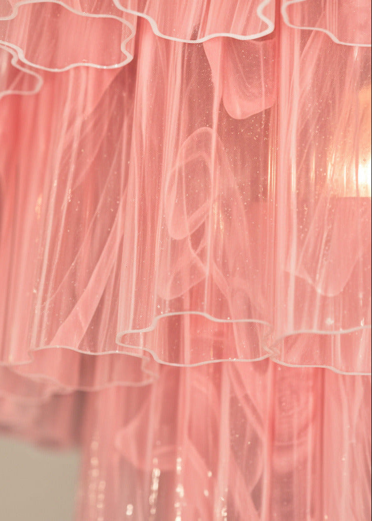 Lampadario in vetro di Murano rosa alabastro | design scultoreo multilivello, struttura in nichel