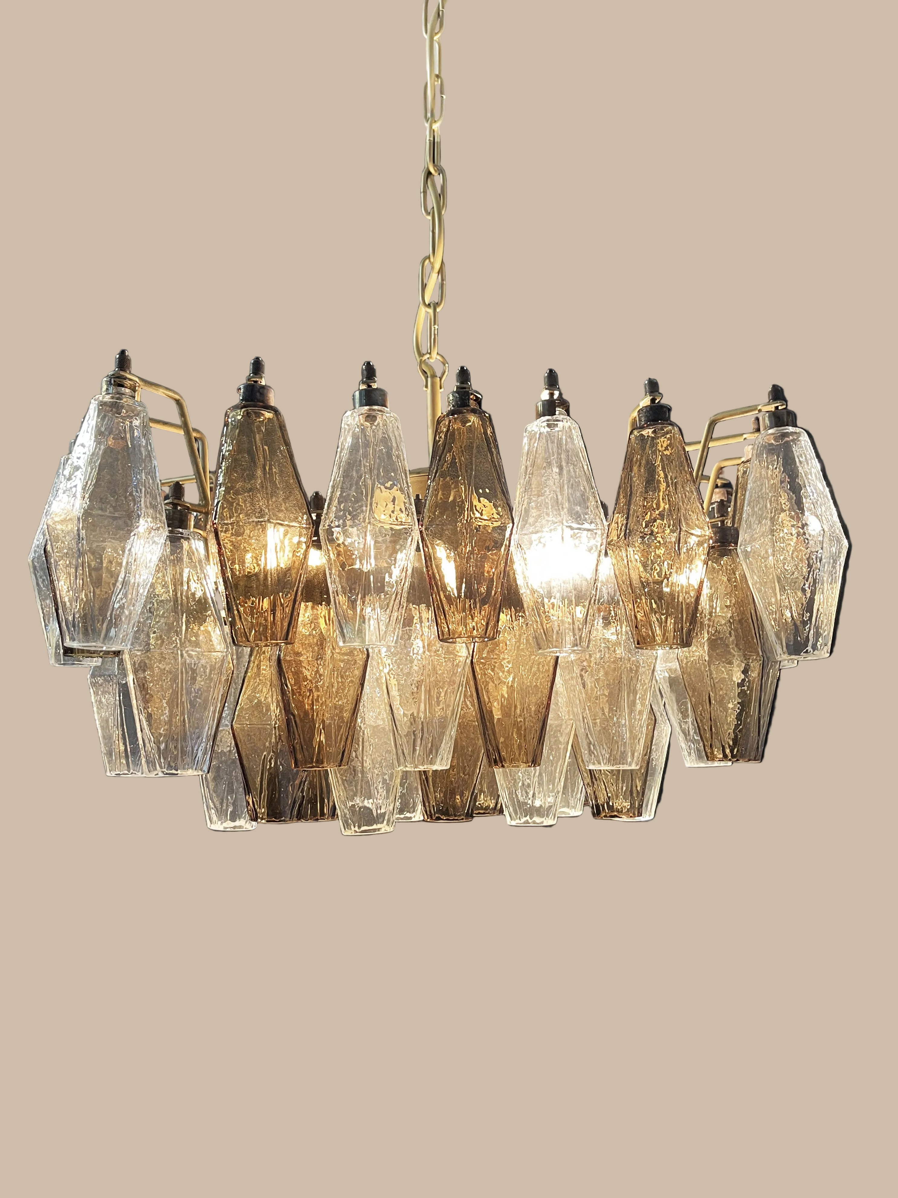 Lampadario Poliedri | Vetro trasparente e fumé