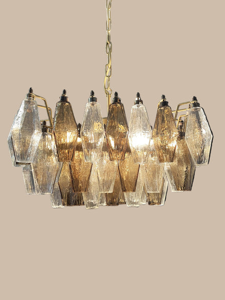 Poliedri Chandelier | Clear and Smoked Glass