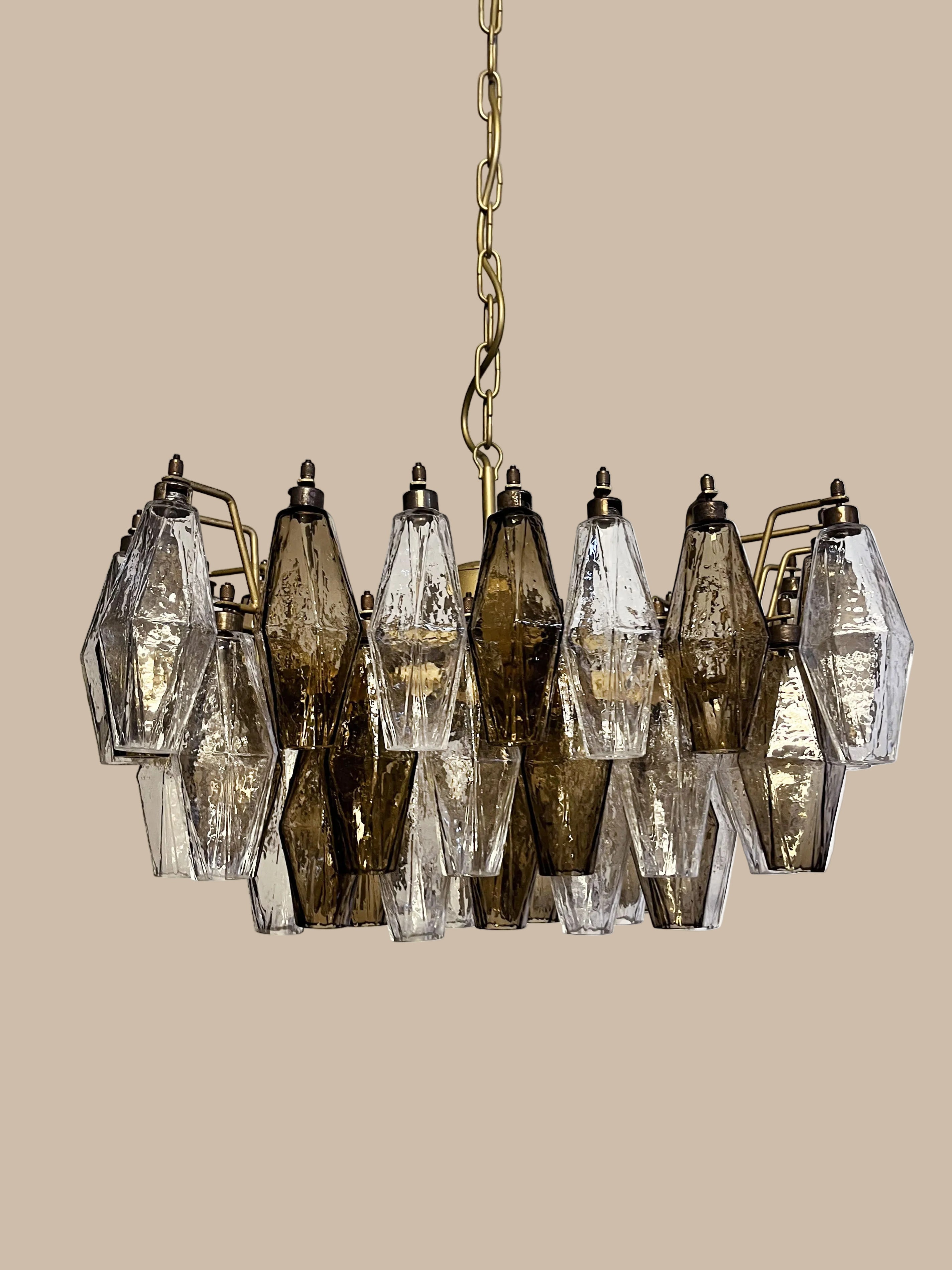 Lampadario Poliedri | Vetro trasparente e fumé