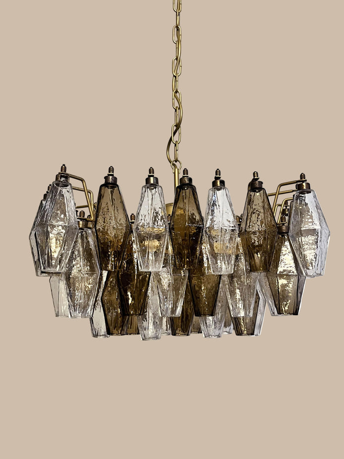Lampadario Poliedri | Vetro trasparente e fumé