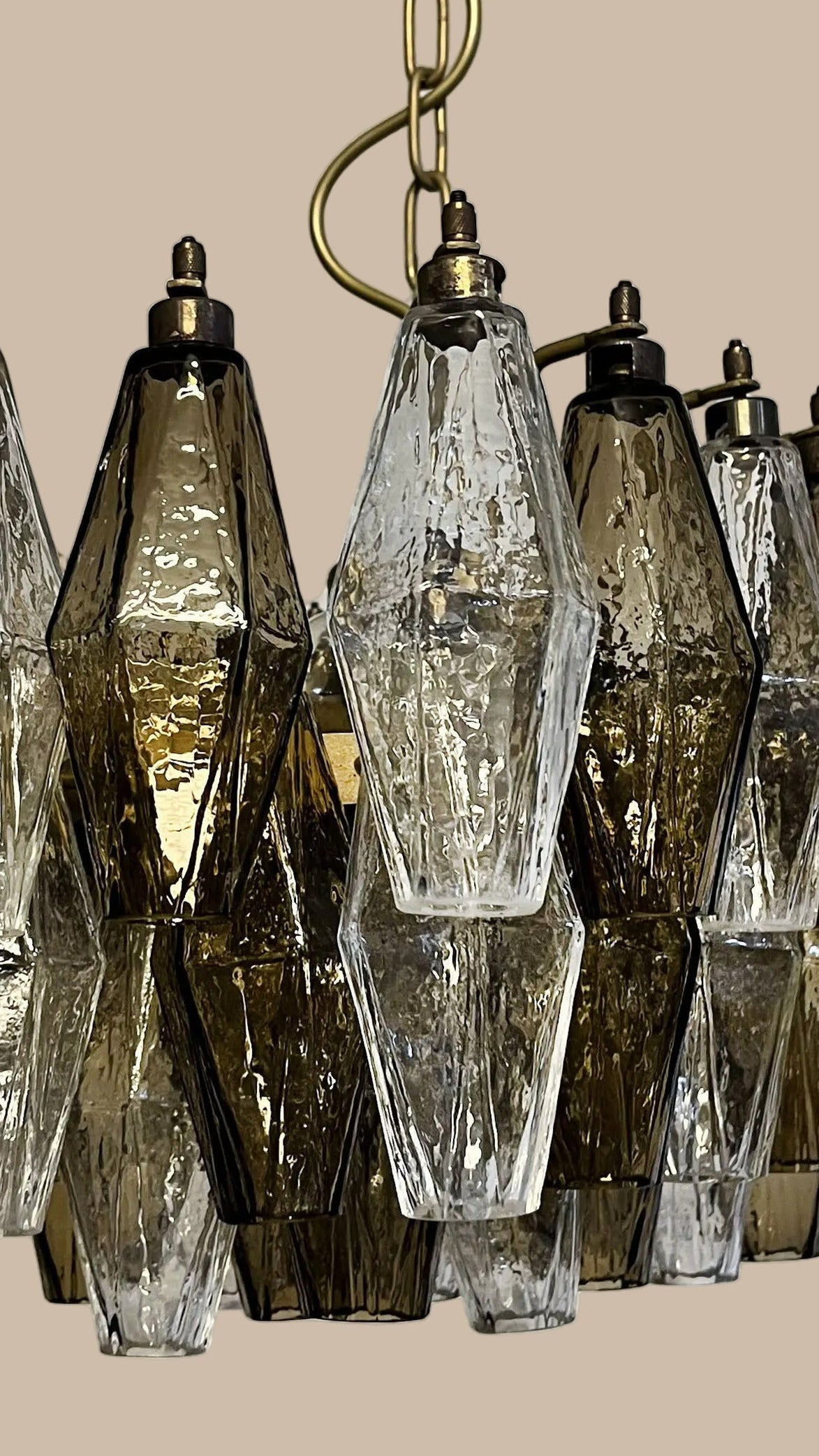 Lampadario Poliedri | Vetro trasparente e fumé