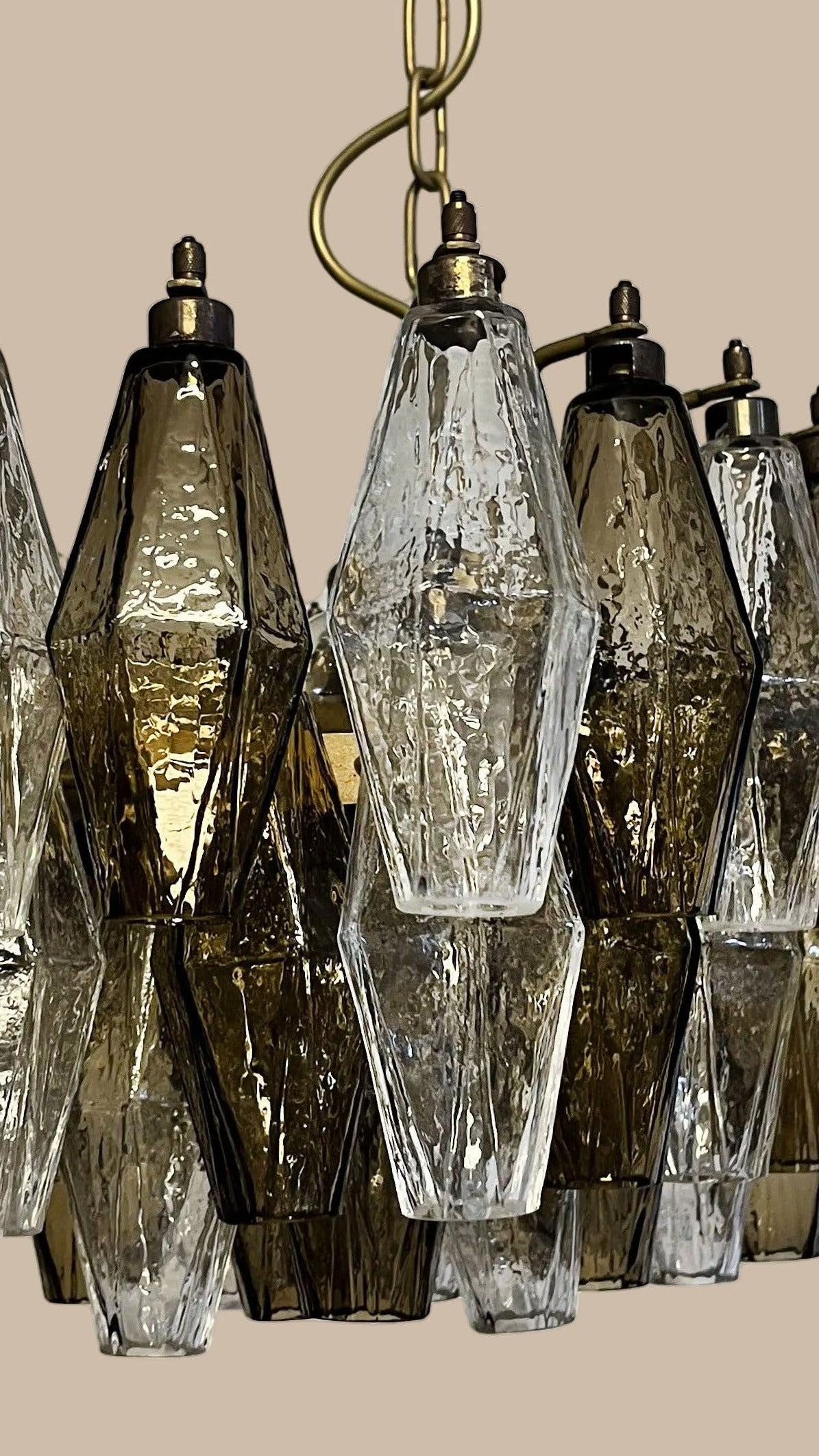 Lampadario Poliedri | Vetro trasparente e fumé