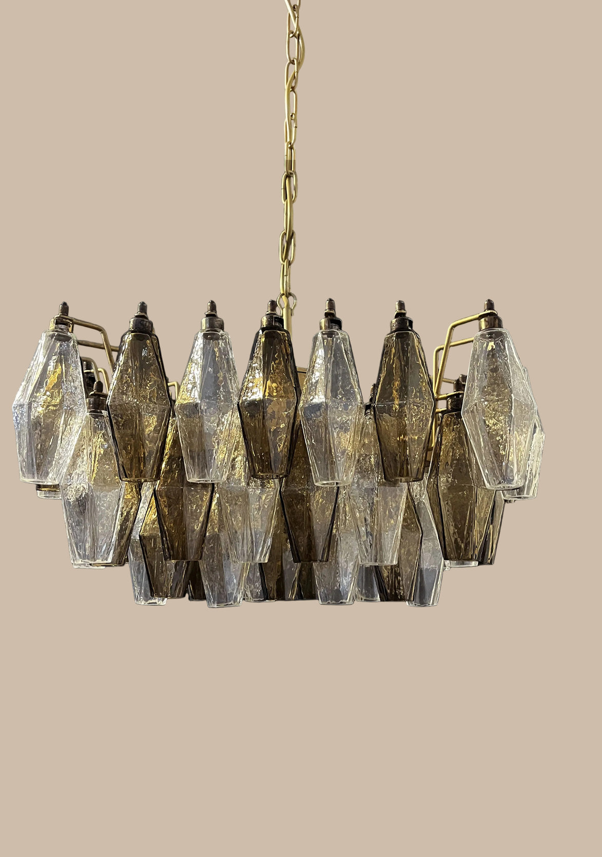 Lampadario Poliedri | Vetro trasparente e fumé