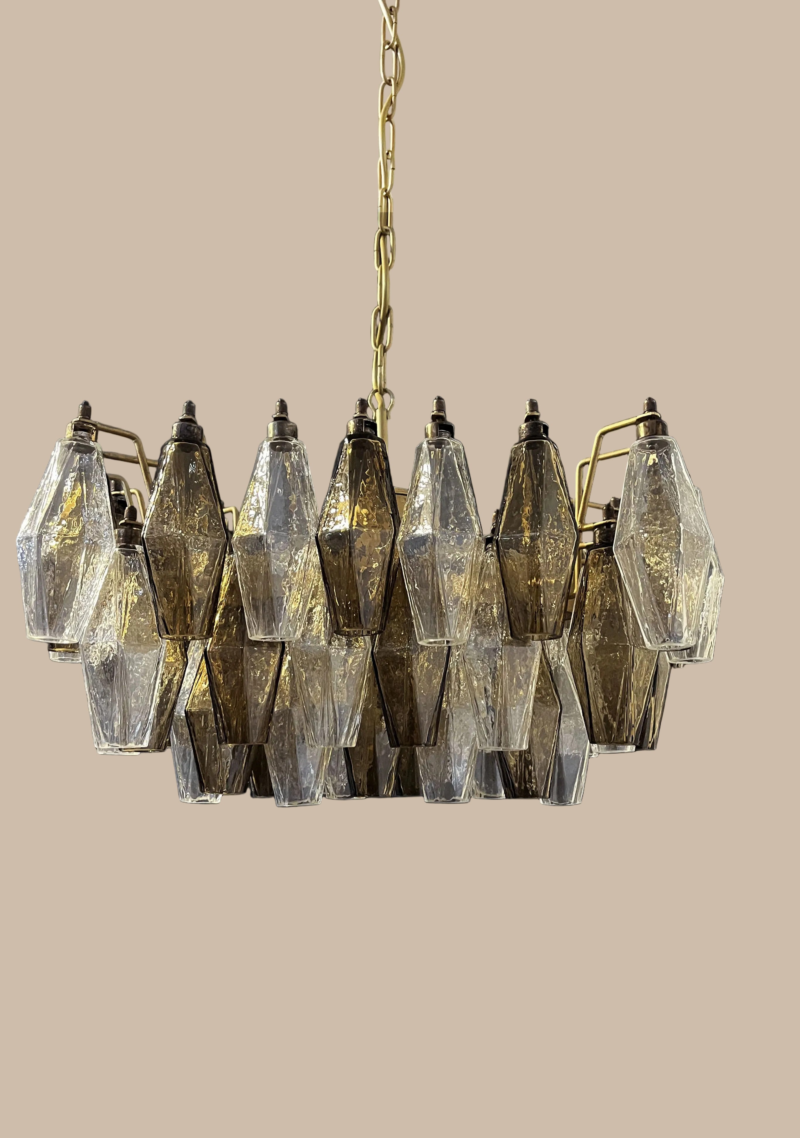 Lampadario Poliedri | Vetro trasparente e fumé