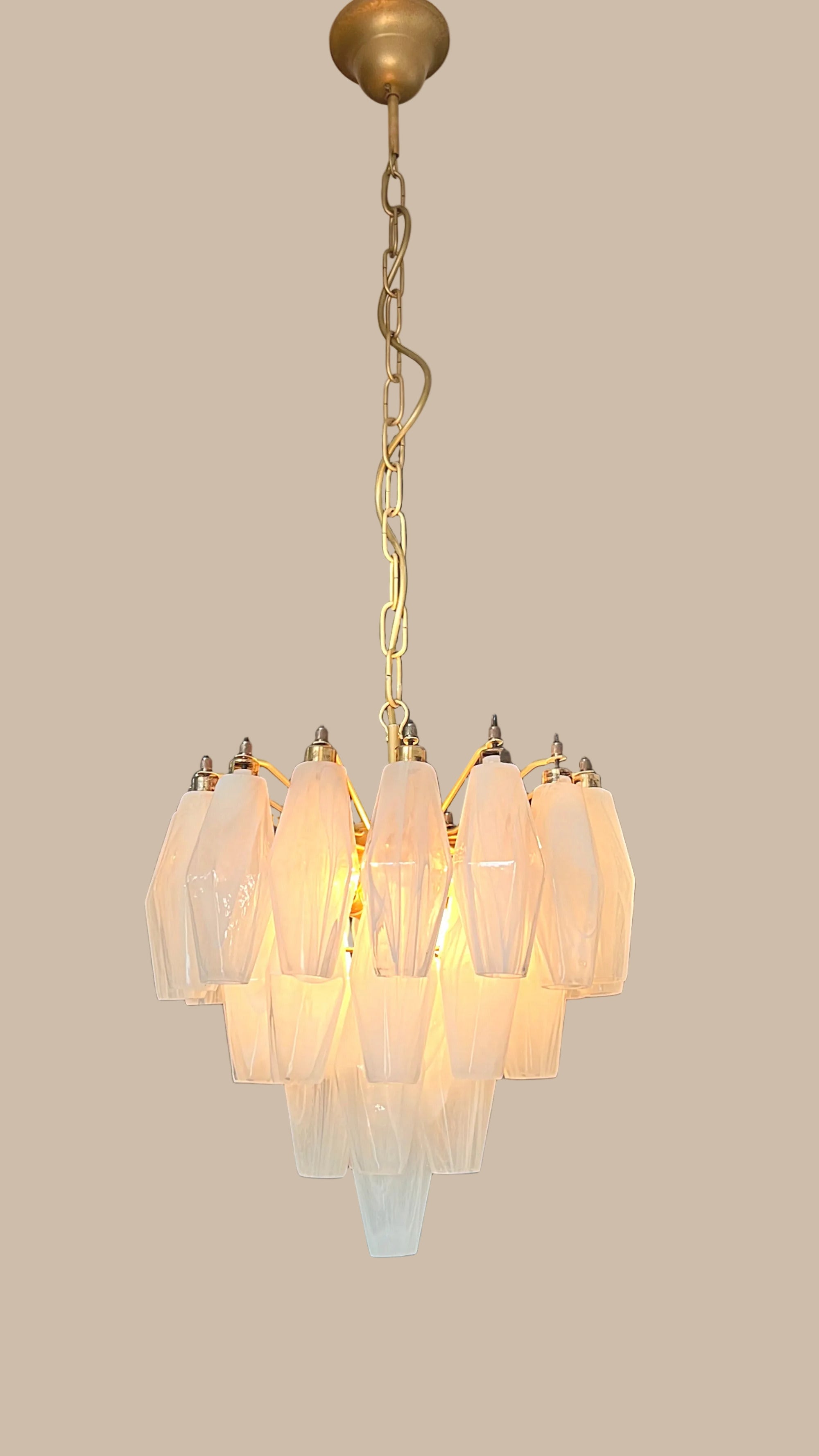 Lampadario Poliedri | Vetro di alabastro bianco