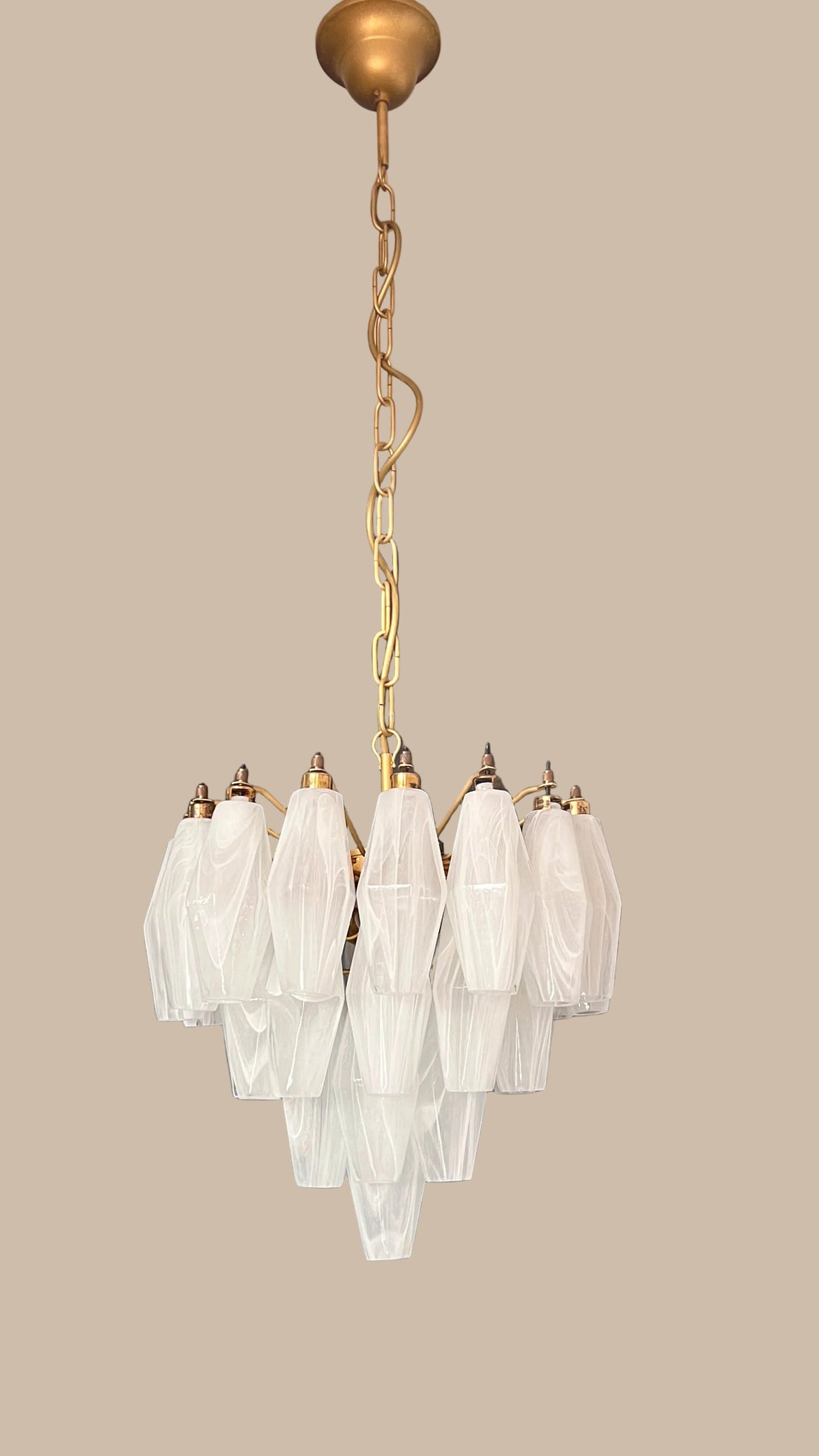 Lampadario Poliedri | Vetro di alabastro bianco
