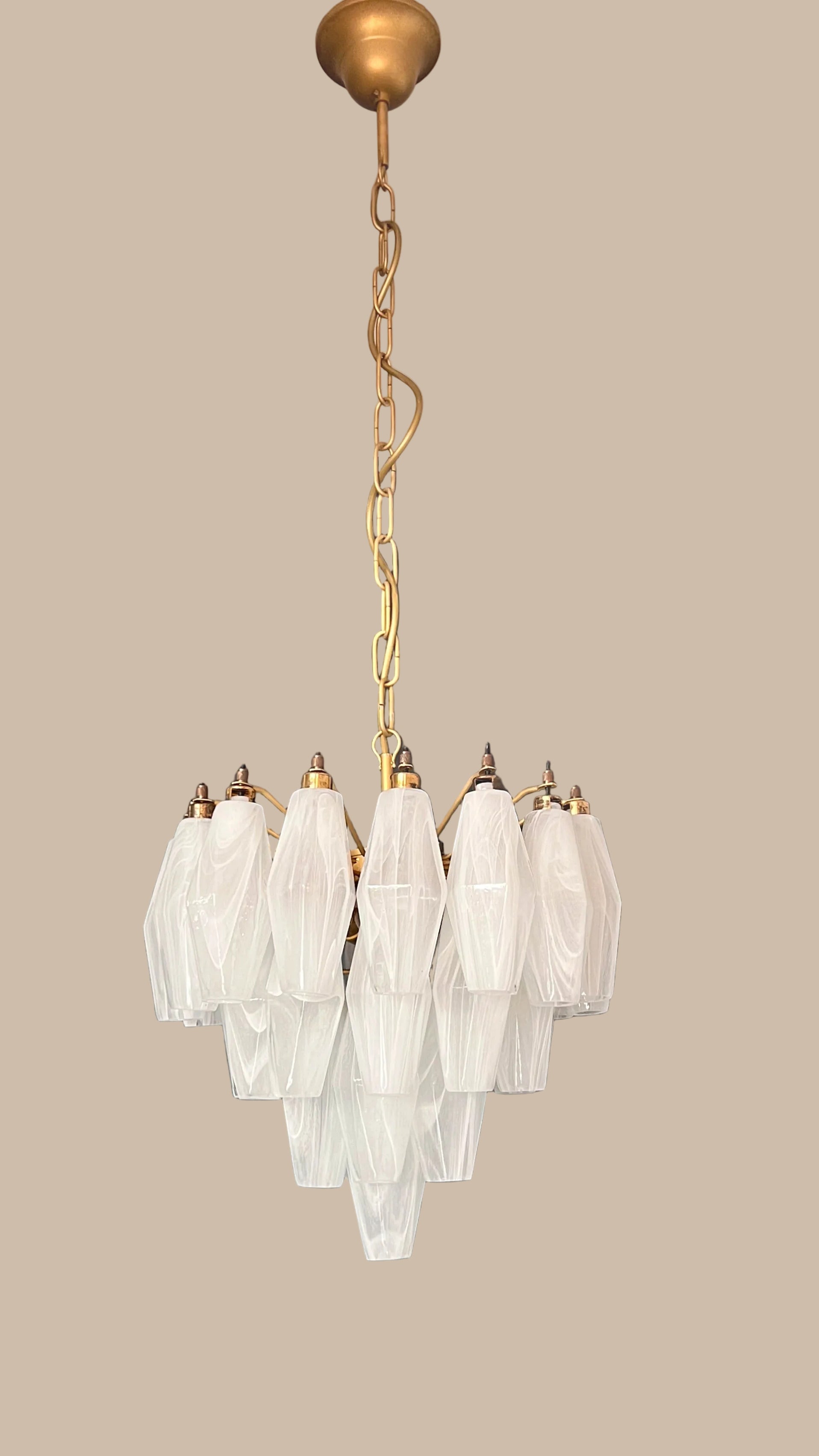 Lampadario Poliedri | Vetro di alabastro bianco