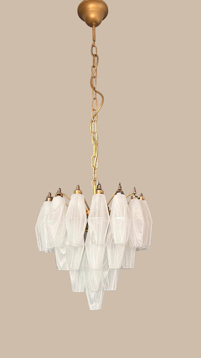 Lampadario Poliedri | Vetro di alabastro bianco