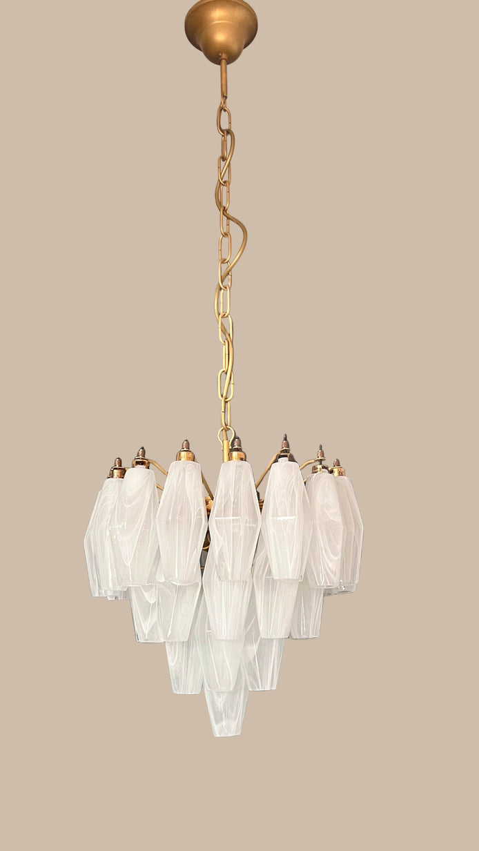 Lampadario Poliedri | Vetro di alabastro bianco
