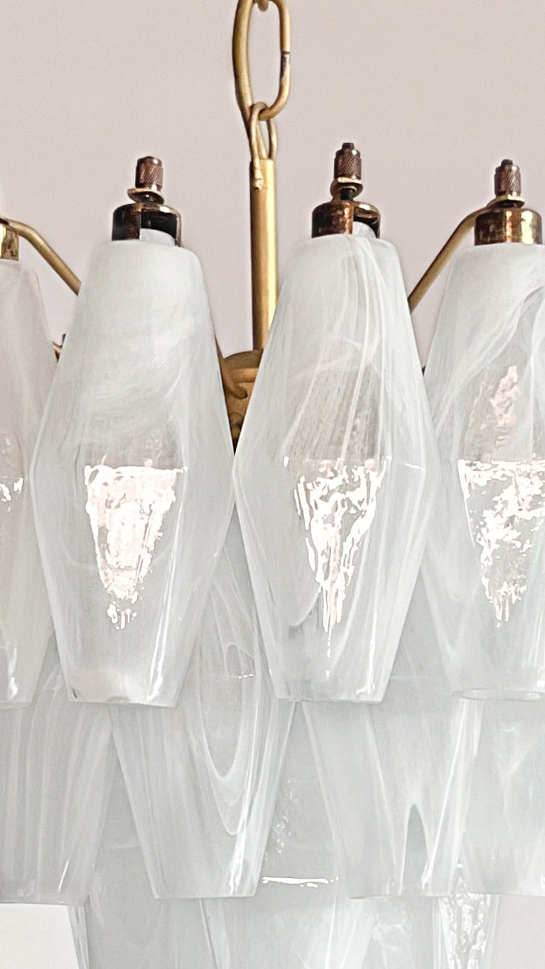 Lampadario Poliedri | Vetro di alabastro bianco
