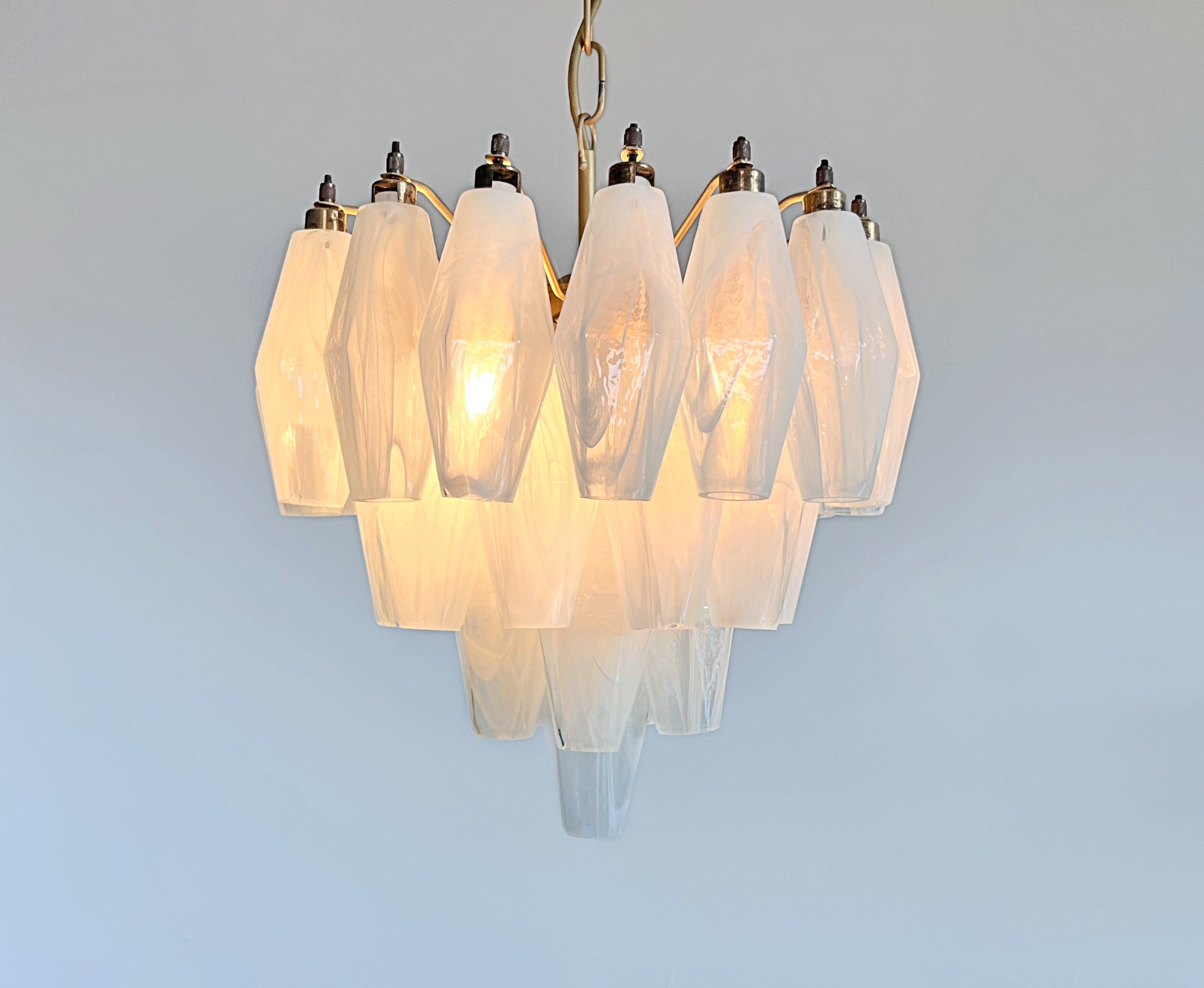 Lampadario Poliedri | Vetro di alabastro bianco