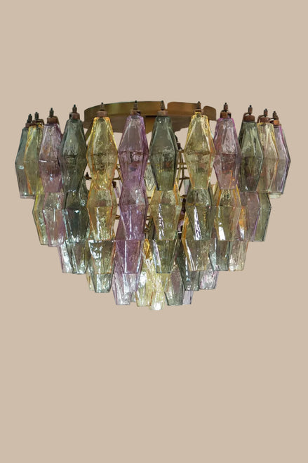 Poliedri Ceiling Light | Pink, Yellow and Green