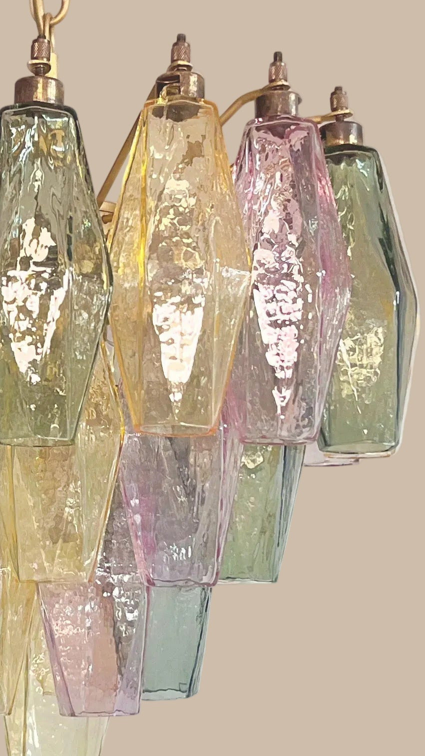 Lampadario in vetro di Murano Poliedri | Multicolore