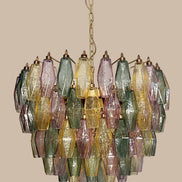 Lampadario a sospensione in ottone e oro | Multicolore