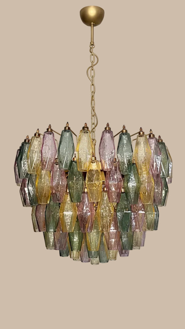 Lampadario a sospensione in ottone e oro | Multicolore