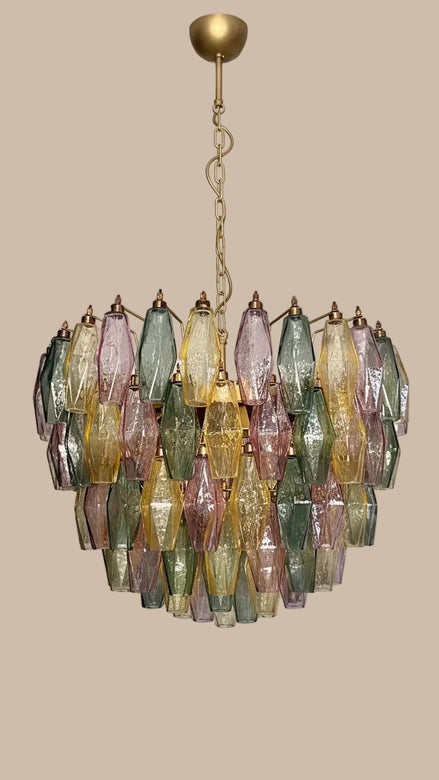 Gold and Brass Pendant Chandelier | Multicolored