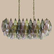 Lampadario Poliedri | Rosa, giallo e verde