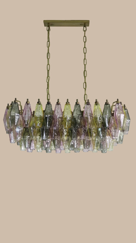 Poliedri Chandelier | Pink, Yellow and Green