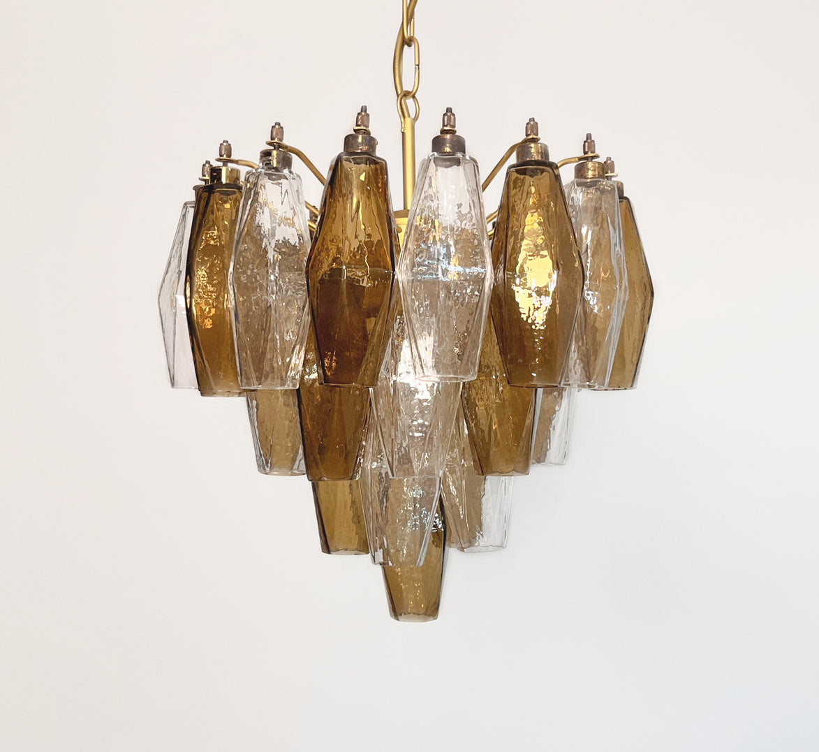 Lampadario Poliedri | Vetro Trasparente e Fumè