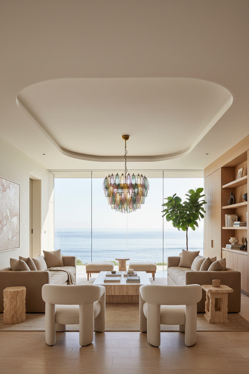 Lampadario a sospensione in ottone e oro | Multicolore