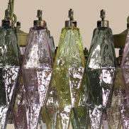 Lampadario Poliedri | Rosa, giallo e verde