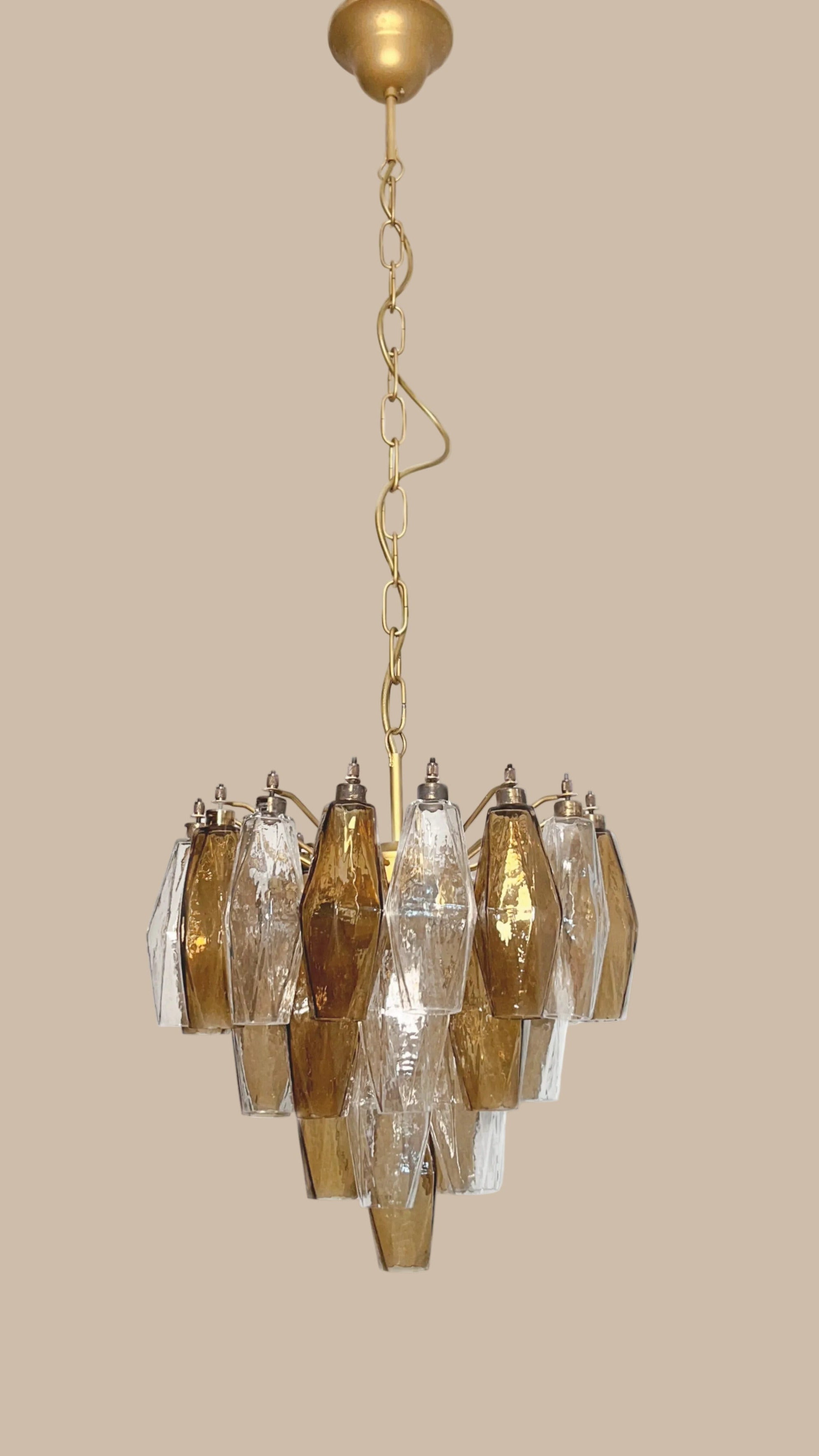 Lampadario Poliedri | Vetro Trasparente e Fumè