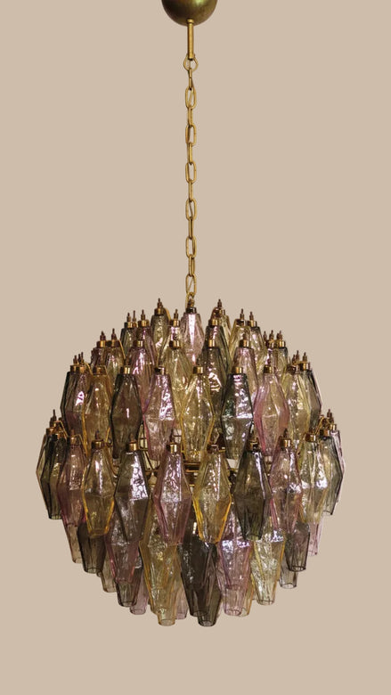 Poliedri Chandelier | Pink, Yellow and Green
