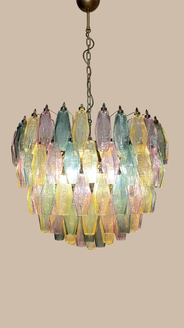 Lampadario a sospensione in ottone e oro | Multicolore